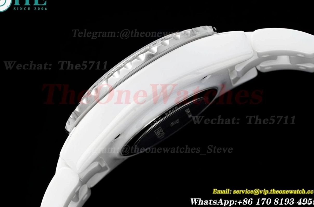Swiss J12 Cer 33mm Ceramic Dia Dial White Quartz XF Ladies 0514